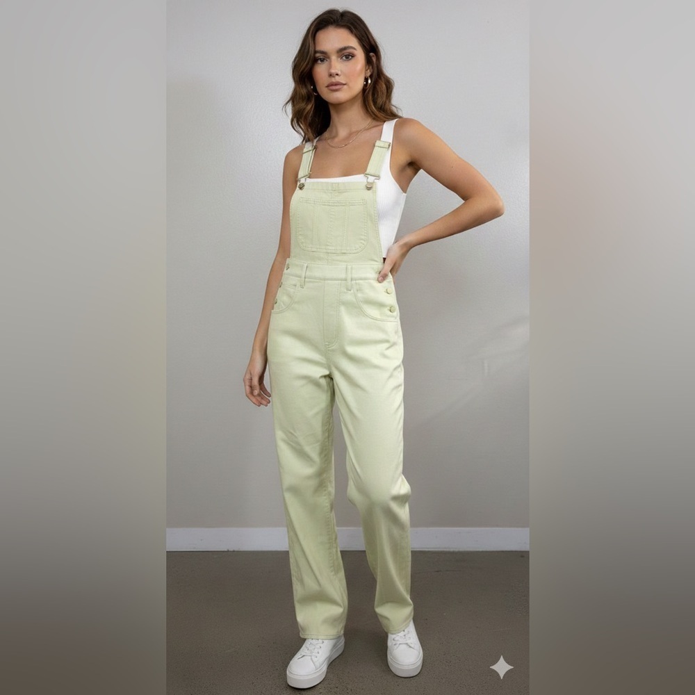 Good American Better Than Leather Overall Key Lime Overall Pastel 2/26 Pleather